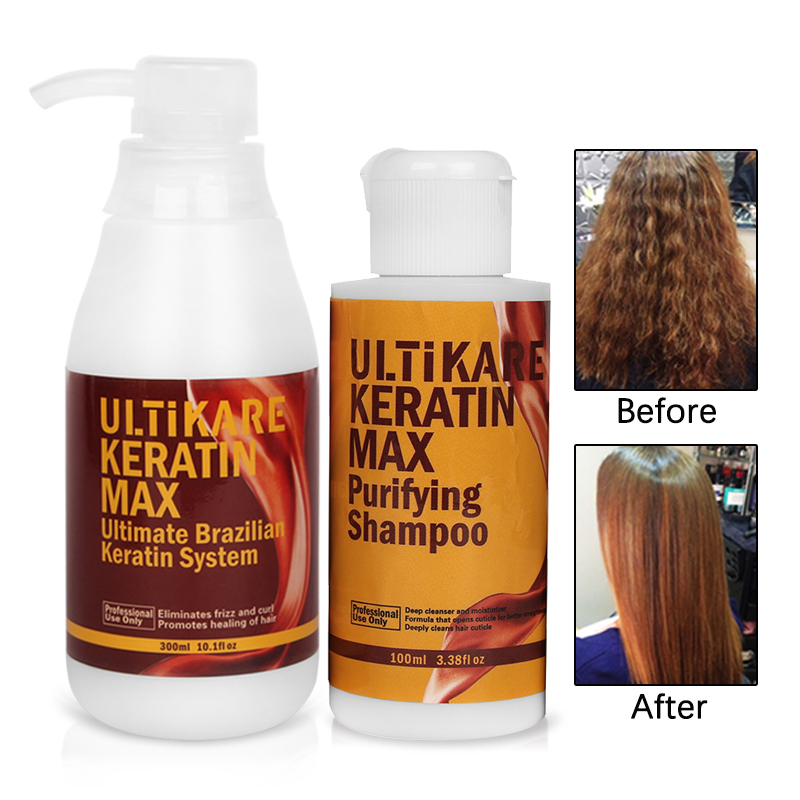 Newest Set 300ml 5% Formalin Keratin Treatment+100ml Purifying Shampoo Straightening and Repair Damage Frizzy Hair Free Shipping