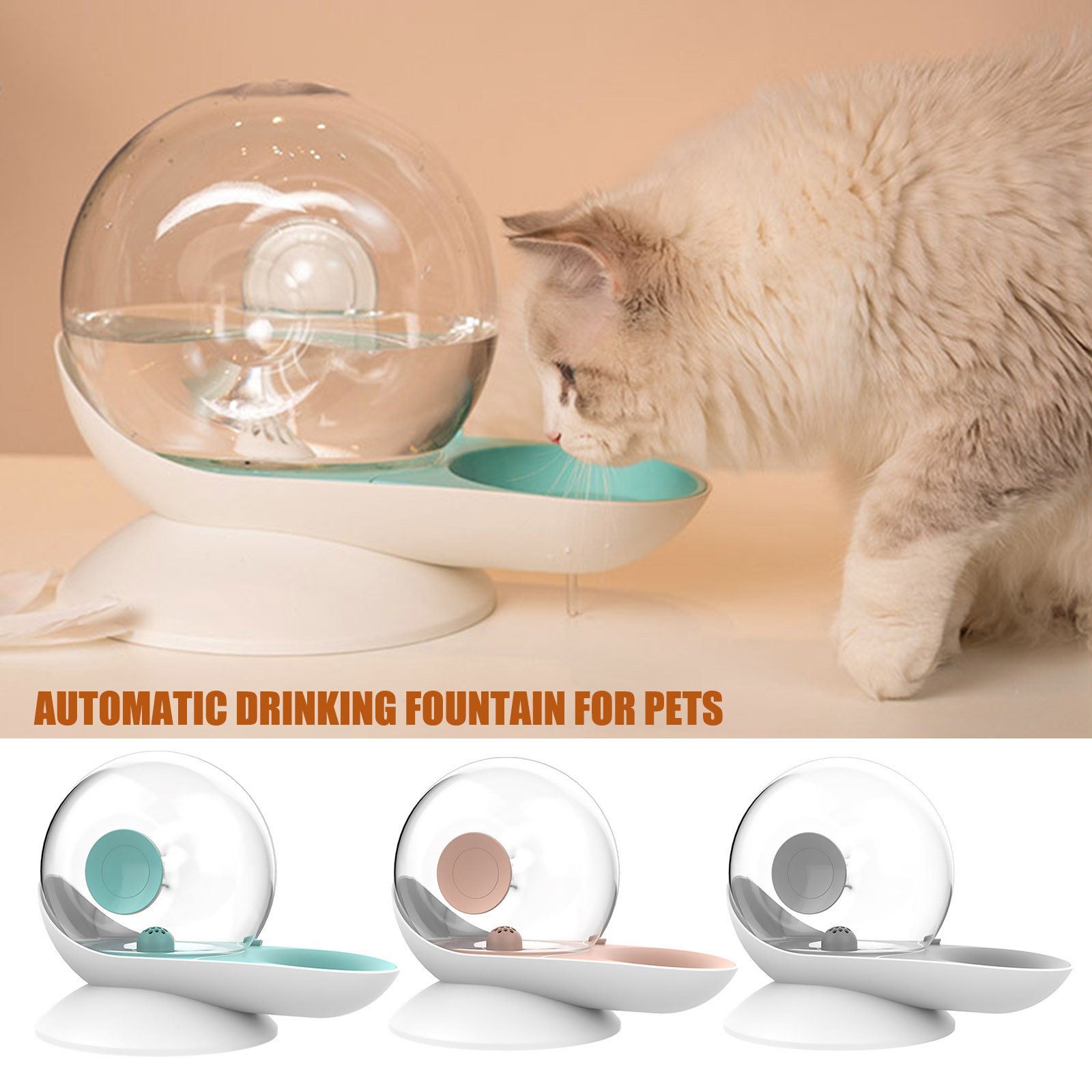 Snails Bubble Automatic Cat Water Bowl Fountain for Pets Water Dispenser Large Drinking Bowl Cat Drink No Electricity _W