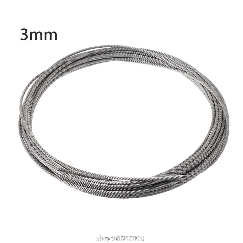New 10m 304 Stainless Steel Wire Rope Soft Fishing Lifting Cable 7×7 Clothesline N12 20 Dropship