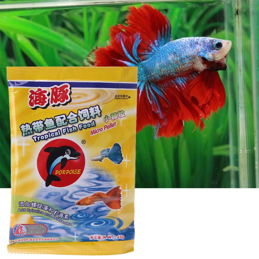 1Bag Fish Food Aquarium Fish Tank Tropical Small Fish Healthy Grain Feeding 15g