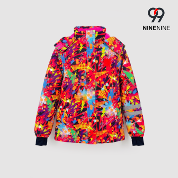 Ski Jacket for Kids in Bright Cartoon Style