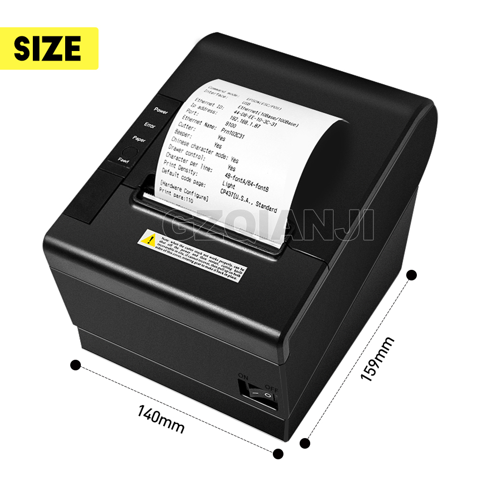 POS printer High quality 200mm/s 80mm thermal printer Kitchen printer Auto Cutter printer with USB+Serial / Lan Port