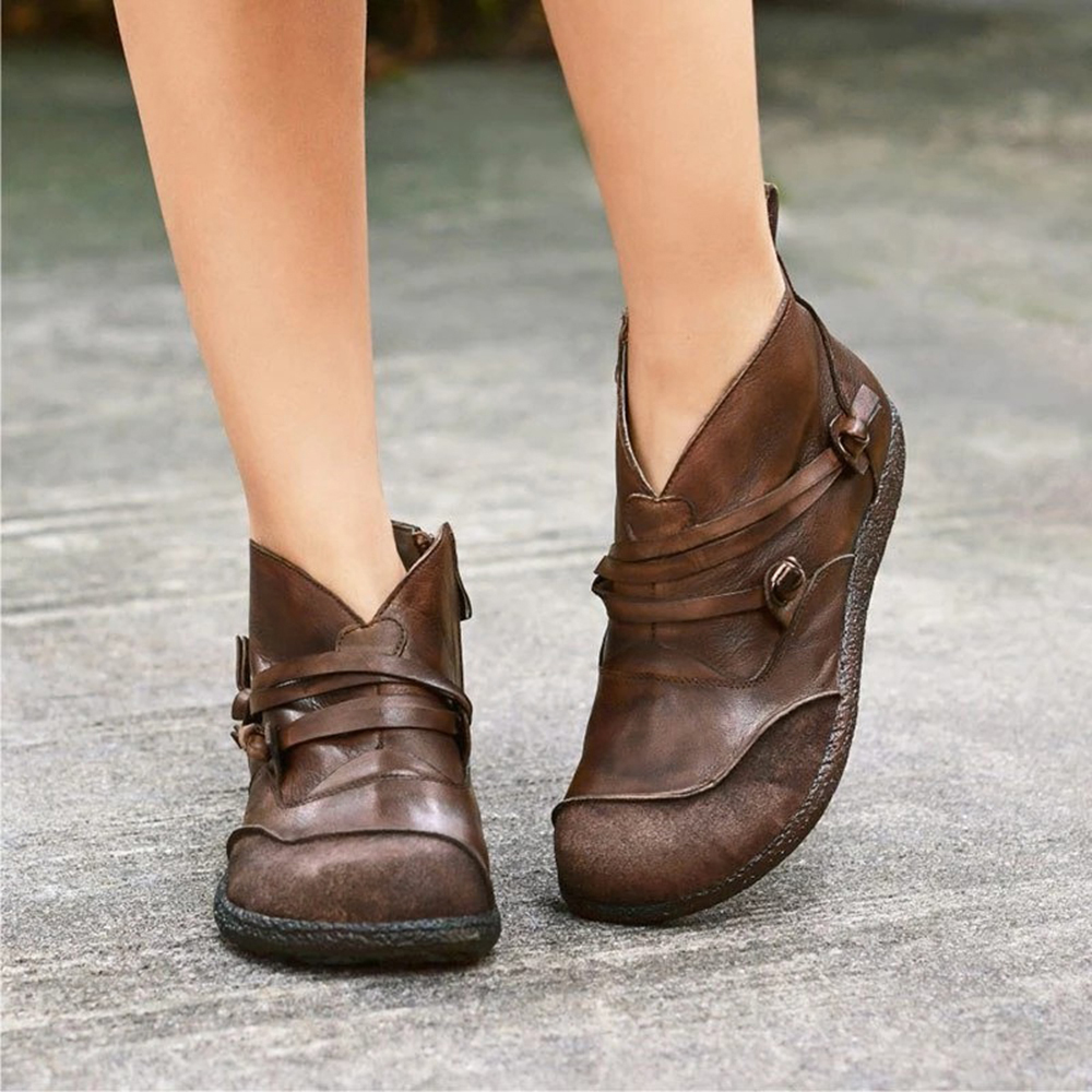 2020 Women Boots Snow Boots PU Ankle Spring Flat Shoes Woman Short Brown Botas with Fur 2020 Female Lace Up Botas Mujer