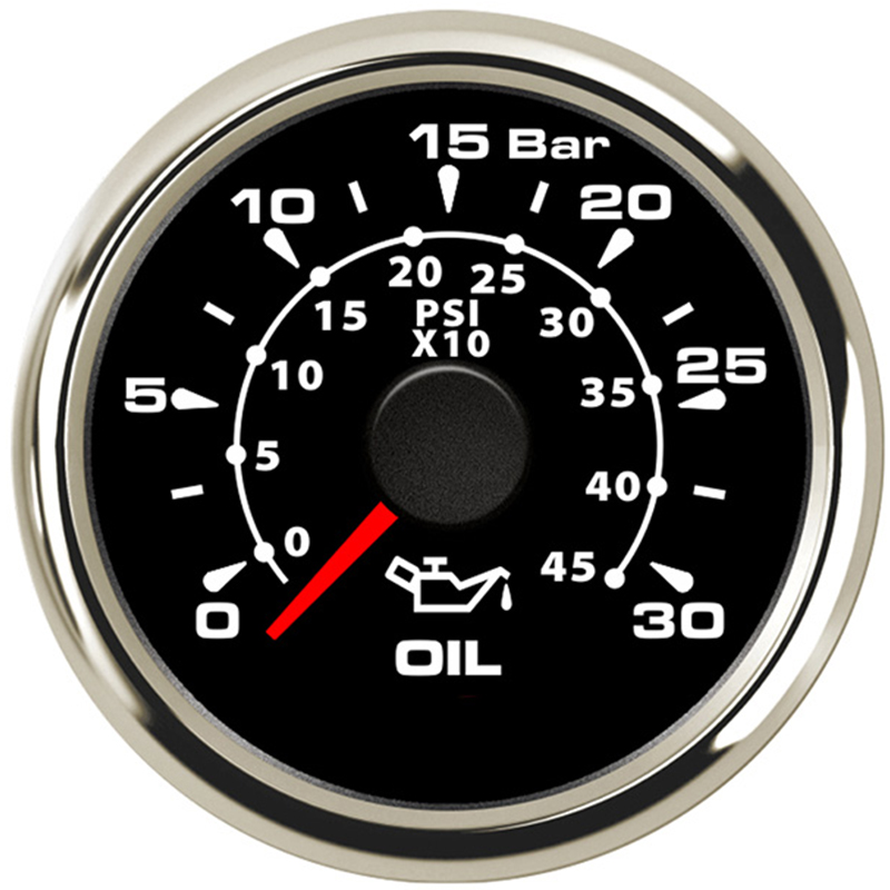 8-color backlight Auto Marine Oil Pressure Gauges 0-30Bar Oil Pressure Gauge Meters 52mm 9-32V for Auto Boat oil press gauge
