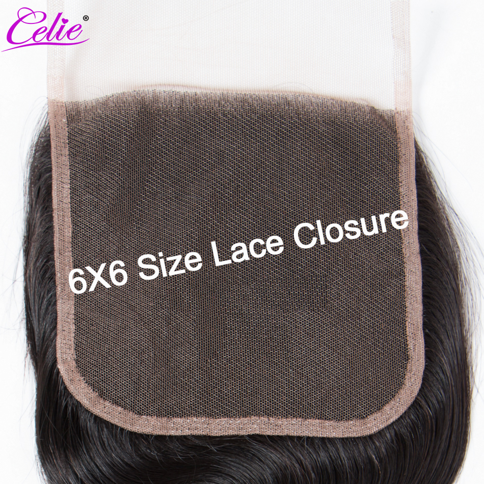 Celie 6x6 Lace Closure Straight Human Hair Closure With Baby Hair Free/Middle/Three Part Remy Brazilian Hair Lace Top Closure