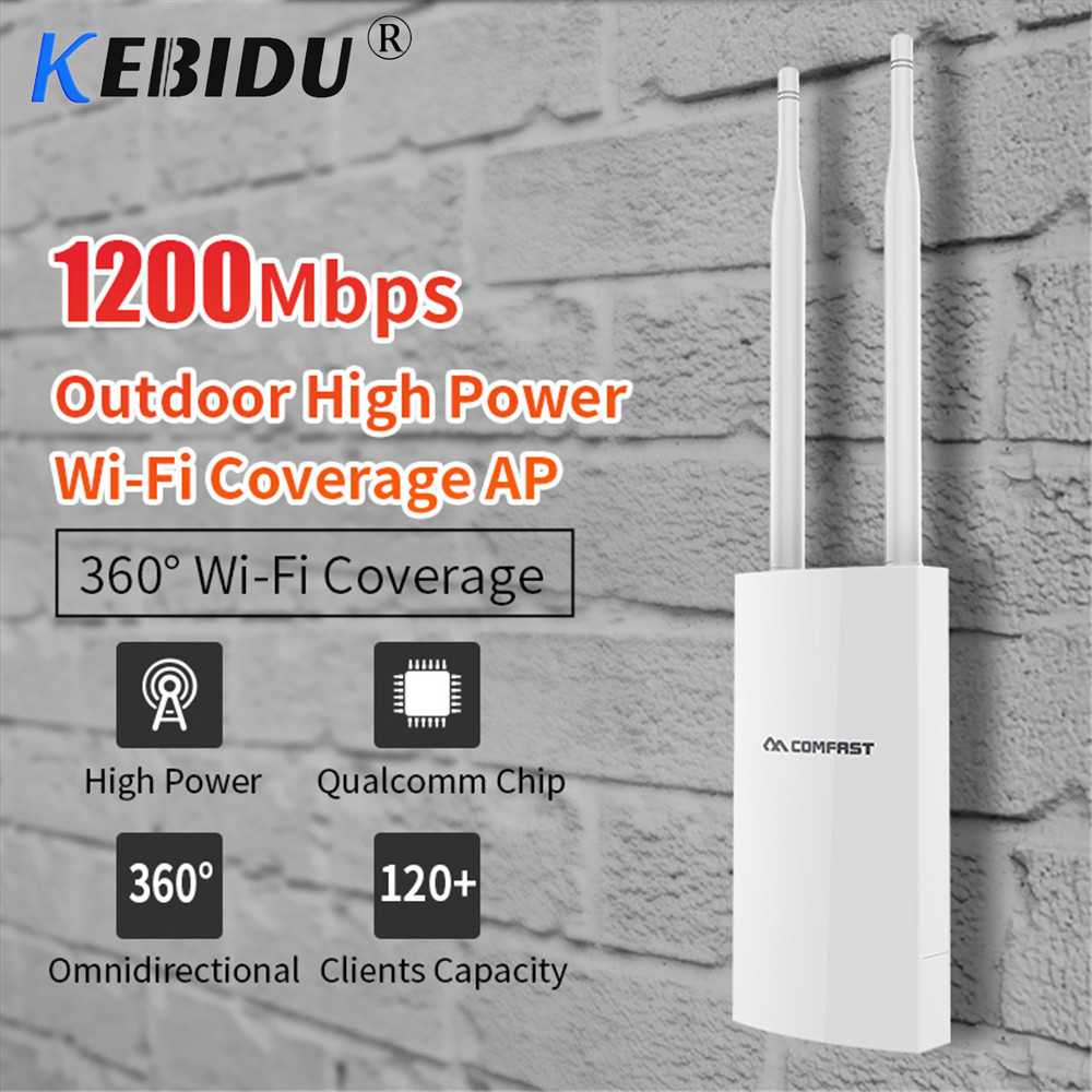 360-Degree Waterproof Outdoor Wireless Wi Fi Router 1200Mbps High Power AP Wide-Area Wi-Fi Amplifier With Omnidirection Antenna