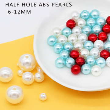 6/8/10//12MM Acrylic Spacer Beads ABS Pearls Half Holes Round Loose Beads For Jewelry Making DIY Garment Pearls Beads