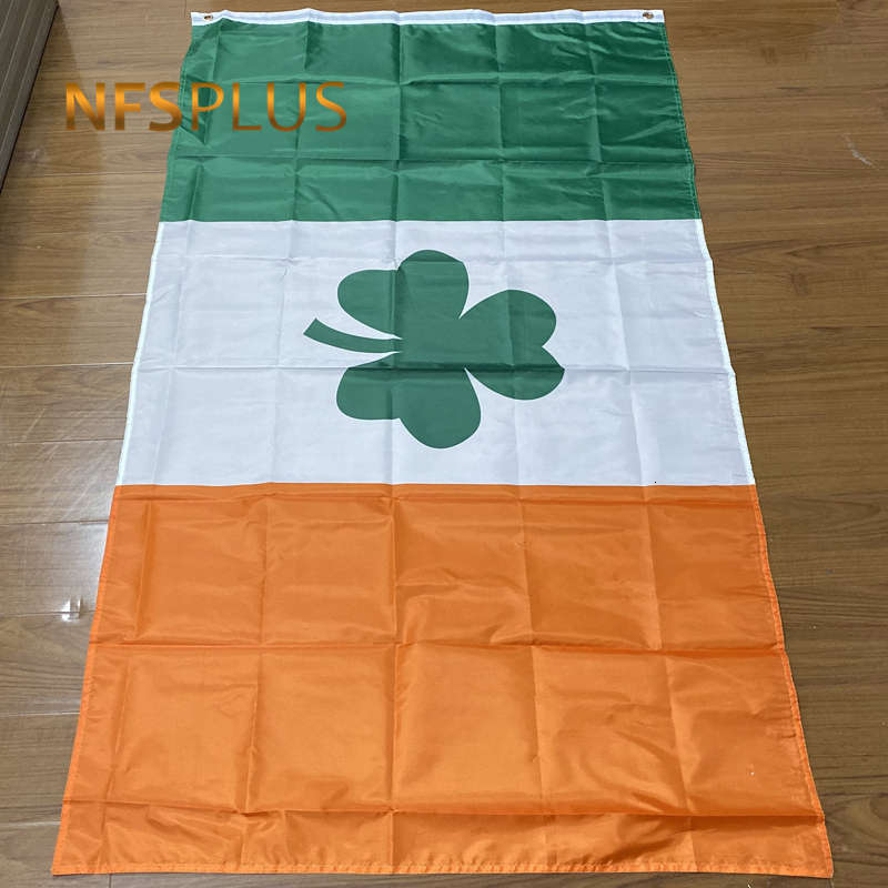 Shamrock Ireland Flag 90x150CM Polyester Green White Orange Printed Home Party Hanging Flying Decorative Irish Flags And Banners