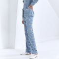 TWOTWINSTYLE Patchwork Hollow Out Hole Jeans For Women High Waist Straight Casual Streetwear Wide Leg Pants Female Fashion 2020