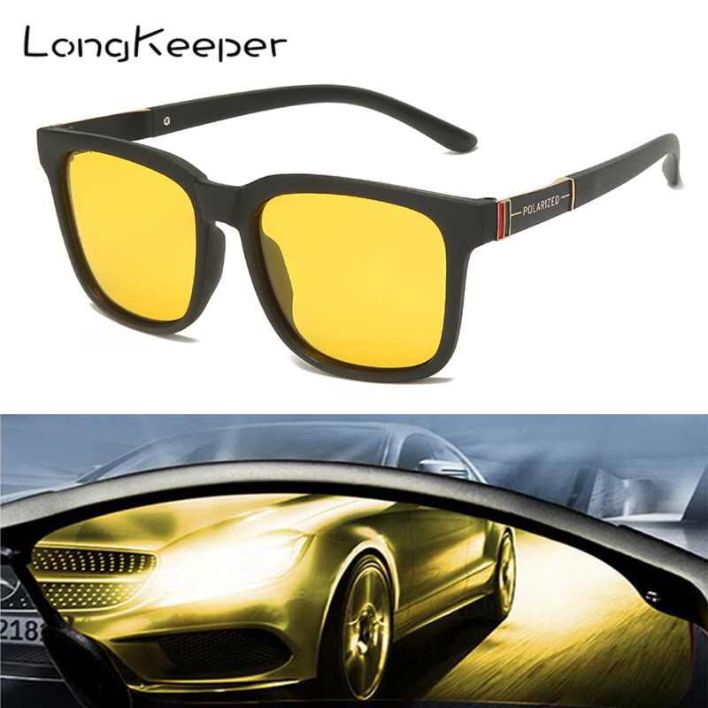 Classic Square Night Vision Glasses For Headlight Polarized Driving Sunglasses Yellow Lens TR90 UV400 Oculos de sol feminino