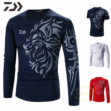 Daiwa Shirt for Fishing Clothing Men Spring Summer O-neck Long Sleeve Fishing T Shirt Men Print Casual Top Men Outdoor Clothing