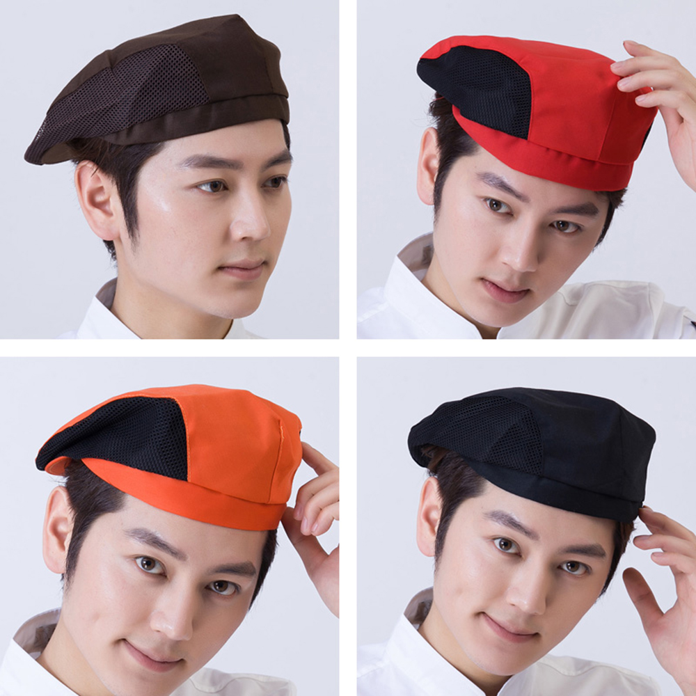 New Chef Uniforms Mesh Cafe Bar Waiter Beret Restaurant Kitchen Workwear Chef Hats Baking Caps Men Women Breathable Forward Caps