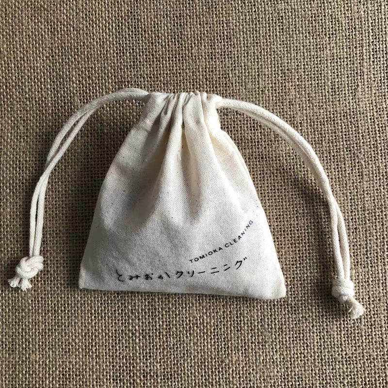 Eco-friendly Organic Muslin Gift Jewelry Cotton Tote-bag Wholesale Custom Natural Color Recyclable Canvas Fabric Drawstring Bag