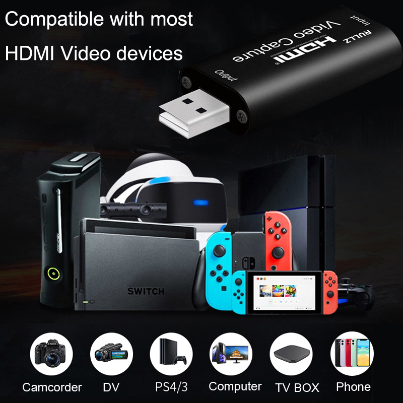 Mini 4K HDMI Capture Card USB 2.0 Audio Video Record Box Online Course Study Video Grabber 1080P Support PC Game Live Streaming