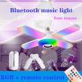 2020 NEW 4Leaves RGB Bluetooth Music Lamp 50W E27 Deformed Bulb Lamp Remote Control Smart Electronics Garage Light Work Light