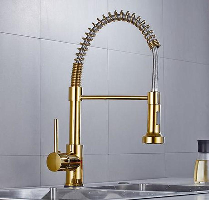 Sprayer Commercial Style Single Handle Pull Out Sprayer Kitchen Taps Gold Stainless Steel Pull Down Kitchen Sink Taps