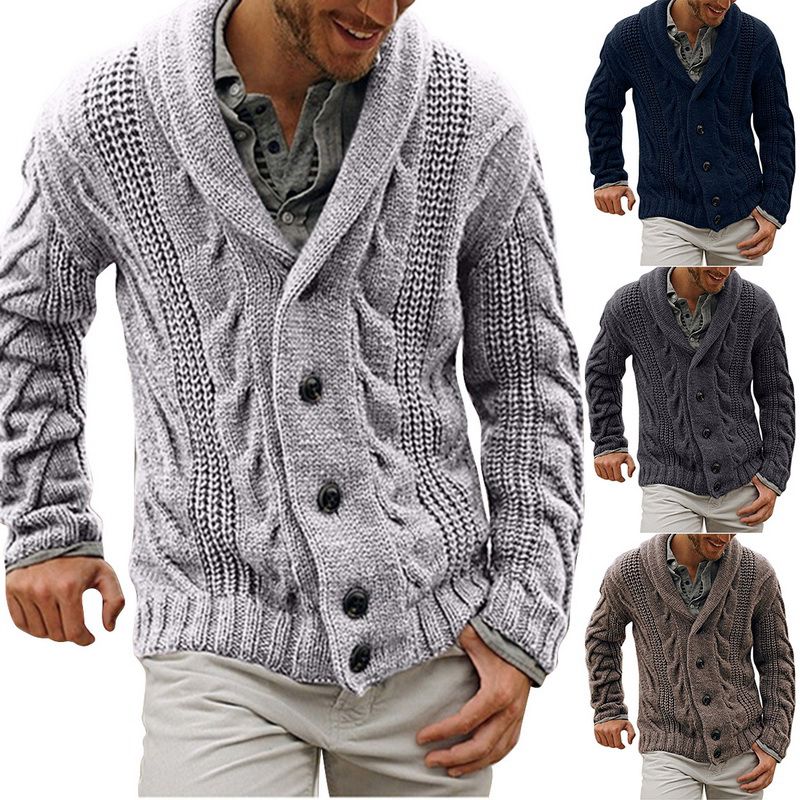Laamei Men Vintage Cardigan Autumn Mens Sweater Cardigan Male England Style Knitted Sweater Warm Jacket Coat Sweater Male