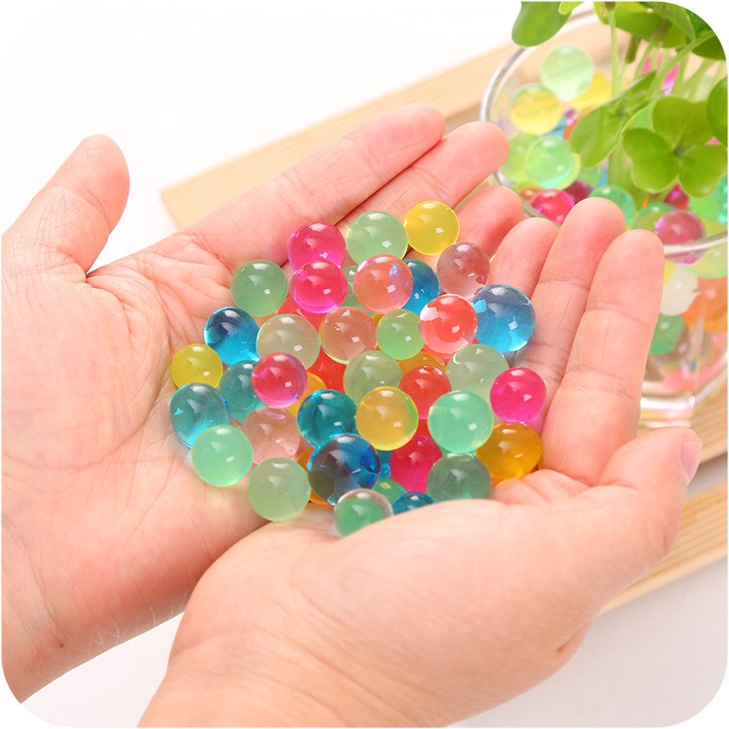 8 Colors Absorbent beads Colorful Crystal Soil Pearl Shaped Hydrogel Water Bead Mud Grow Ball Growing Bulbs Home Office Decor