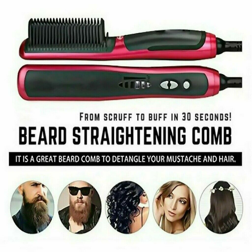 Ceramic Hair Straightener Brush Hair Electric Hot Beard Comb Flat Iron Digital Heating Anti-Static Hair Hot Brush Styling Tool