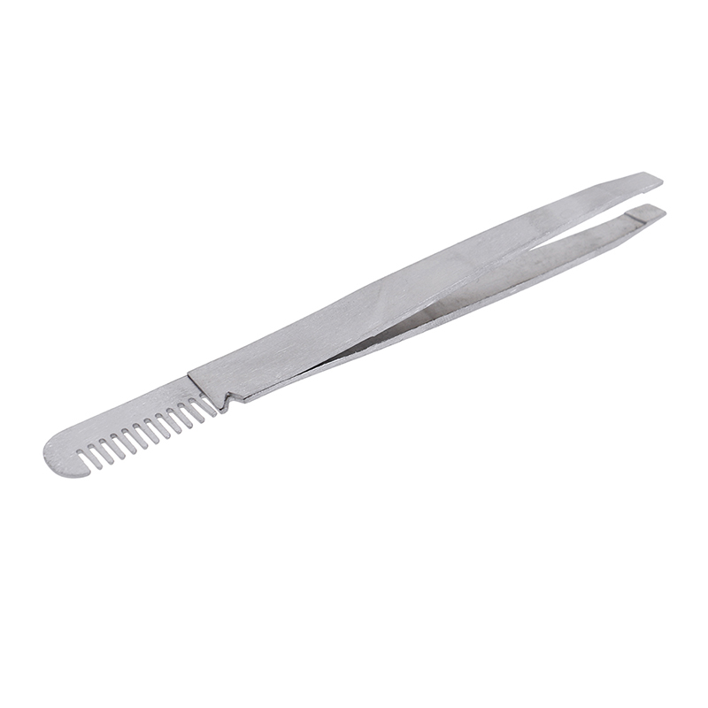 1pc Eyebrow Tweezer with Eyebrow Brush Comb Stainless Steel Eyelashes Extension Tweezers Double Eyelids Pinzette Clip