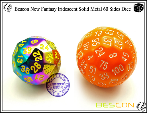Bescon New Fantasy Iridescent Solid Metal 60 Sides Dice-4