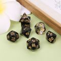 7 Pcs/Set New Game Dice Transparent Fashion Dices Multi-side Desktop Games Party Play Gifts Polyhedral Black/Pink