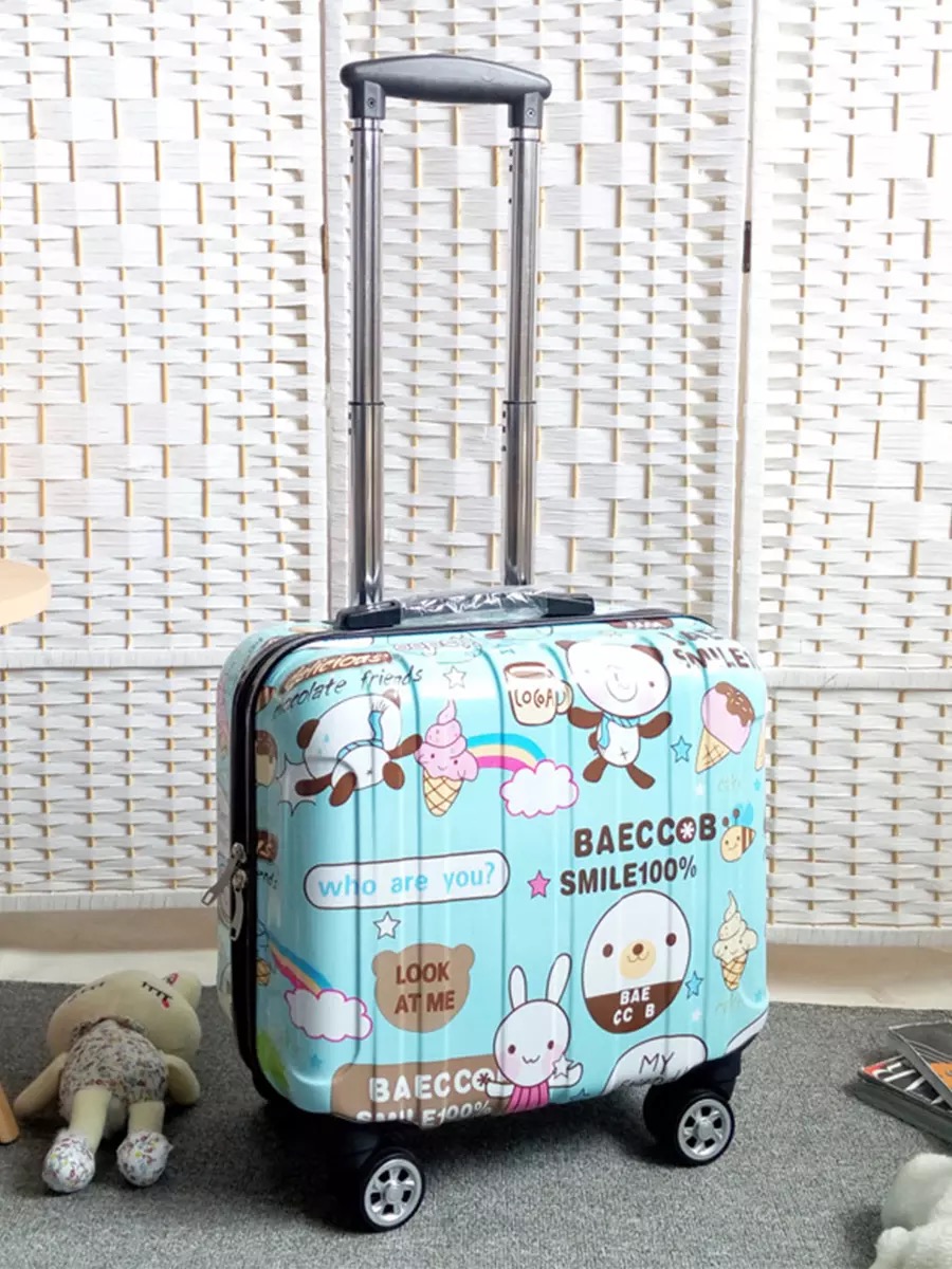 Cartoon kid's Luggage set children's Travel trolley suitcase on wheels girl's Cabin Rolling luggage 18'' carry on suitcase bag