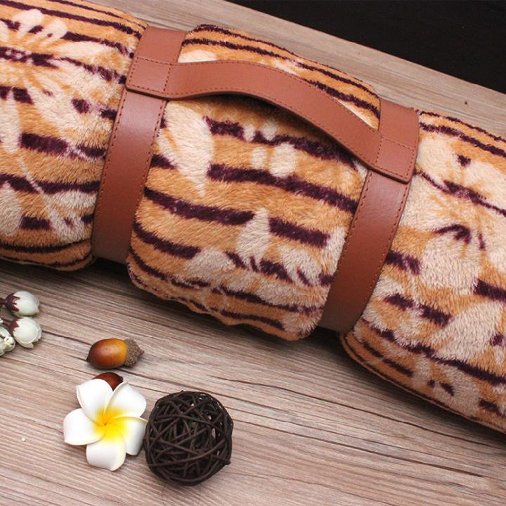 Carrying Strap For Picnic Blanket Throw Travel Rug Brown Leather Carry Strap for Swimming Towels Beach Sun Lounging Mat