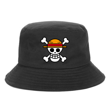 One Piece Skull Print Bucket Hats Unisex Fashion Women Men Breathable Double-Sided Bucket Hat Sun Cap Anime Fisherman's Hat
