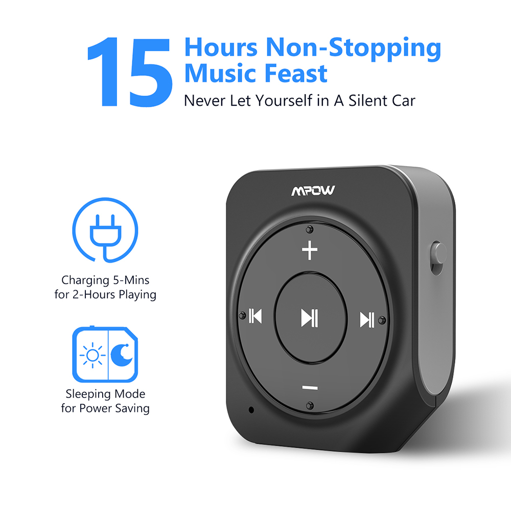 Bluetooth 4.1 Receiver for Mpow BH203 Wireless Adapter for 15H Playing Time Dual Mic Noise Reduction Home Car Kits Supports Siri