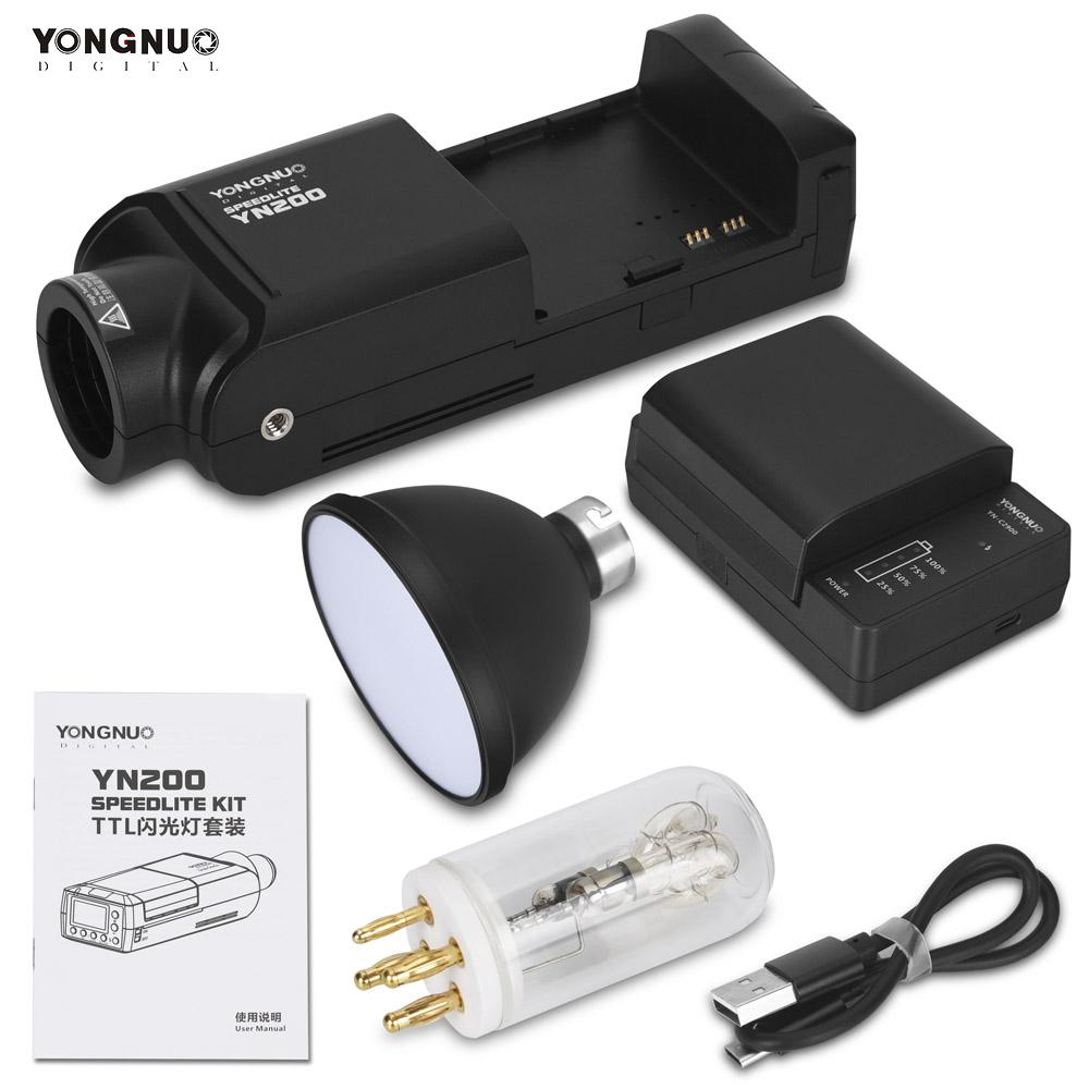 YONGNUO YN200 TTL Flash Speedlite Kit YN 200 Flash Light+Battery 200W GN60 1/8000s HSS 5600K for Nikon Sony Canon DSLR Camera