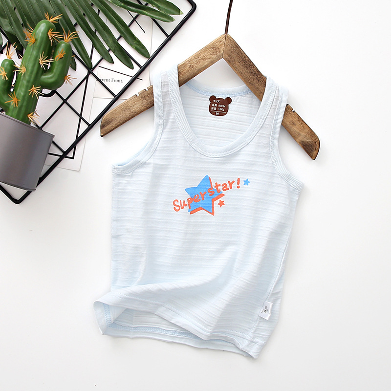 Summer Baby Undershirts Slub Cotton Kids Vest Boys Girls Sleeveless Floral Printed Camisoles Children underwear girl tank top