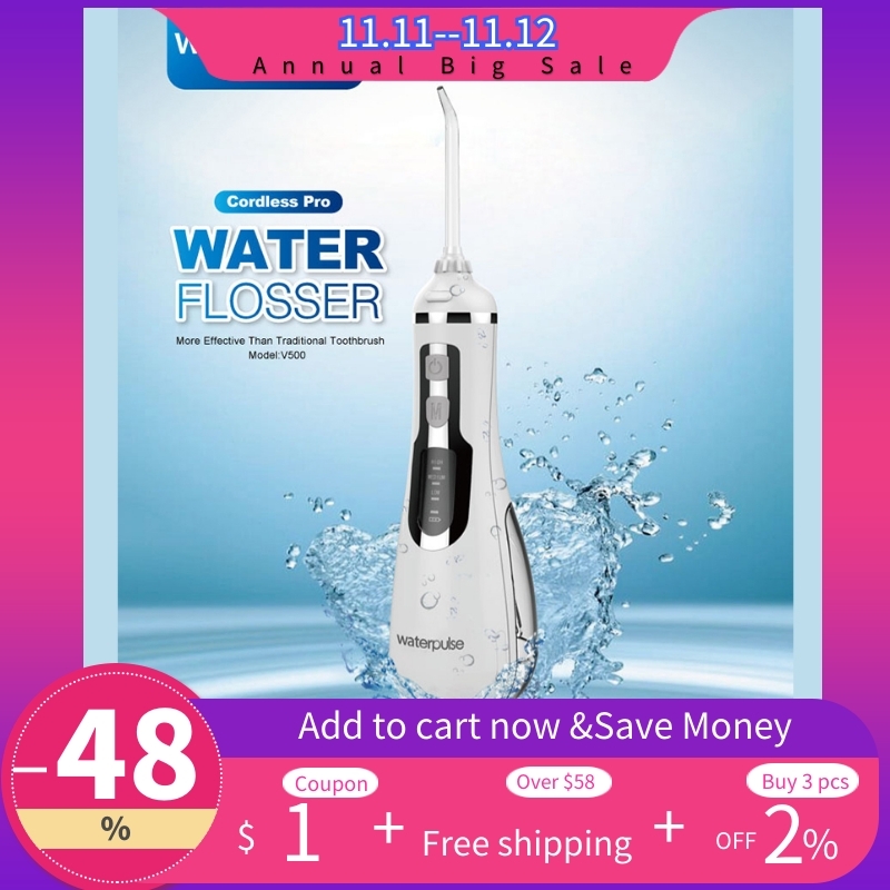 Waterpulse V500 portable oral irrigator dental hygiene rechargeable water flosser 200ml cordless irrigator oral teeth cleaning