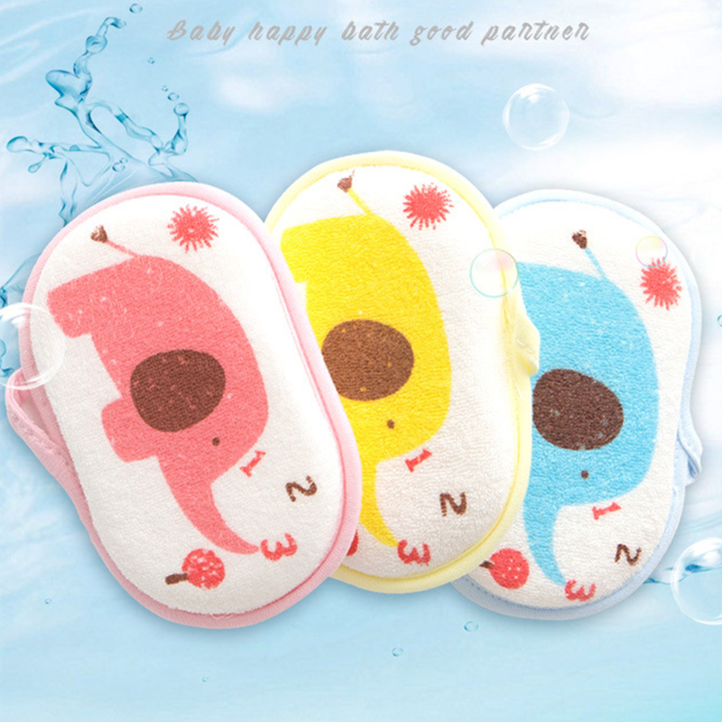 Cute Kids Baby Cotton Shower Bath Sponge Rub Cartoon elephant Body Wash Towel Infant Toddle Newborn Bath Brushes Soft eponge