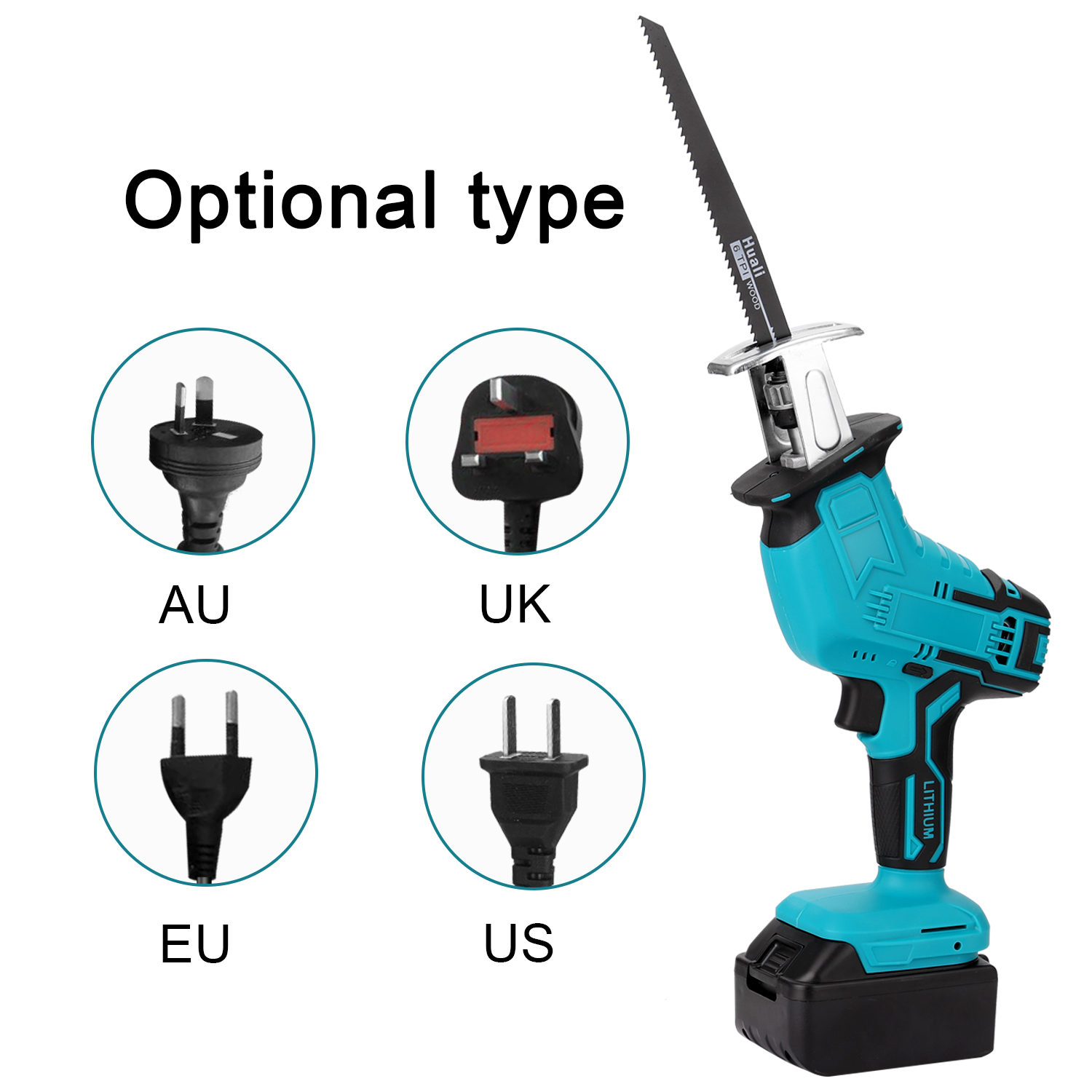 Portable Handheld Reciprocating Saws Saber Saw Electric Power Tool for Cutting Wood Iron Sheet Plastics with Lithium Battery