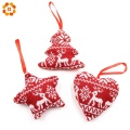 1PC Red Heart&Star&Tree Cloth Ornaments Christmas Pendant Ornaments For Xmas Tree Decorations Kids Gift Christmas Party Supplies