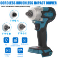 2 in1 18V Electric Brushless Impact Wrench Screwdriver Cordless 1/2 Socket Power Tool Rechargeable For Makita Battery DTW300Z