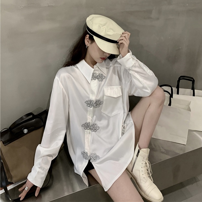 Chinese Style Clothing Women Fashion 2020 Asian Streetwear Harakuju Shirts Irregular Buttons Vintage Blouse And Top Women 11496