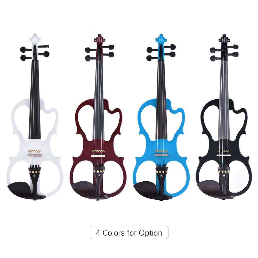 ammoon New Sale Full Size 4/4 Solid Wood Silent Electric Violin Fiddle Maple Body Ebony Fingerboard Pegs with Music Aeccessaries