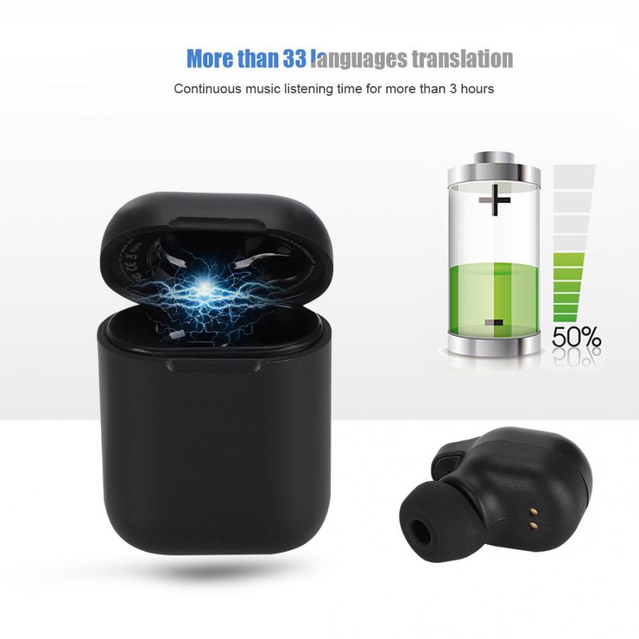 Smart Translators Portable Wireless Bluetooth 5.0 Single Earphone Instant Translation with Charging Box translaty For Peiko S