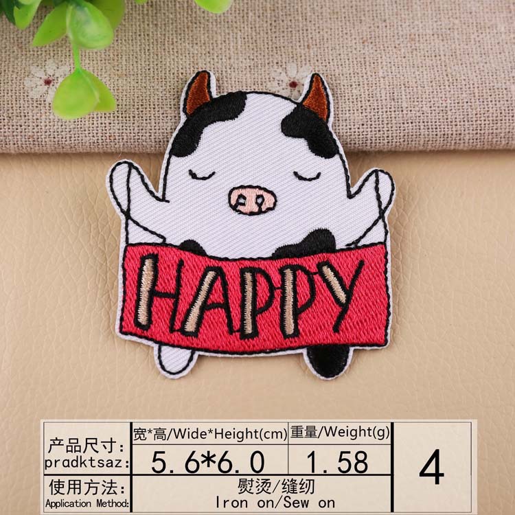 one set embroidery patch cow pig rabbit animal cartoon patches for bag hat badges applique patches for clothing OR-786