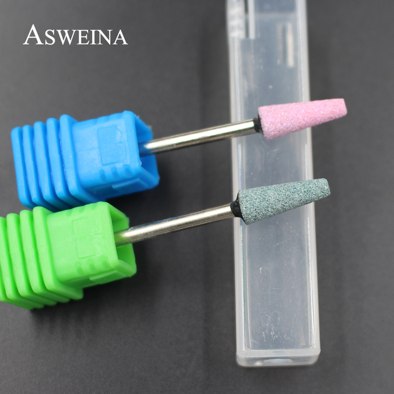 ASWEINA 5pc Ceramic Stone Nail Drill Bit 3/32" Rotary Burr Cuticle Clean Milling Cutter Manicure Pedicure Tool Nail Accessories