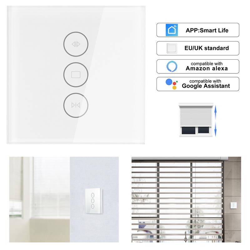 WiFi Electrical Blinds Switch Touch APP Voice Control By Alexa Echo AC110 To 250V For Mechanical Limit Blinds Motor EU/UK