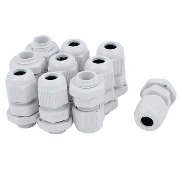 PG-7 White Plastic Waterproof Connectors Cable Glands 10 Pcs