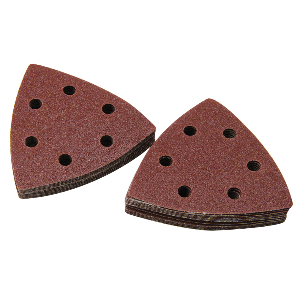 20PCS Sanding Sheets 90*90mm 6 Hole Triangle Sandpaper Aluminum Oxide Hook & Loop Abrasive Sanding Disc For Wood Sanding