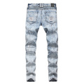 Fashion Streetwear Men Jeans Retro Blue Hip Hop Ripped Jeans Men Slim Fit Punk Pants Spliced Designer Destroy Biker Jeans Homme