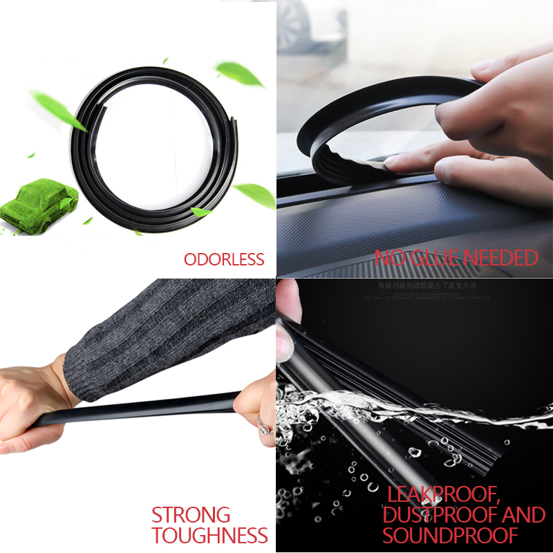 Car Dashboard Seal Strips Noise Insulation Automobile Rubber Strips Auto Windshield Sealing Gap Stickers Sound Car Accessories