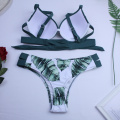 Sexy Leaf Print Bikini 2020 Female Swimsuit Women Swimwear Thong Push Up Bikinis Set Low Waist Swimming Suits for Bathing Suit