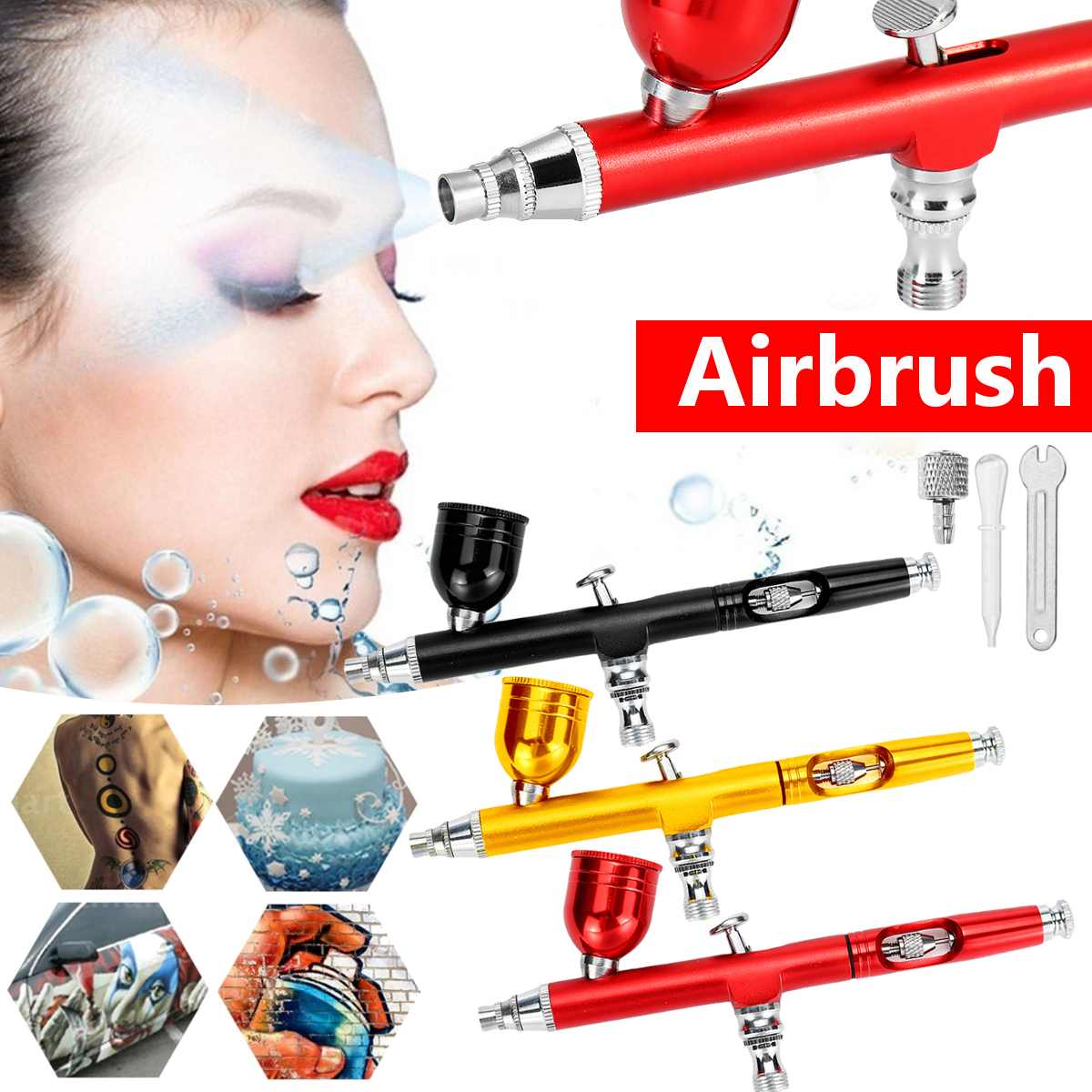 Nasedal action Airbrush 0.3mm 7cc Spray Gun Air Brush for Cake Model Painting Makeup Tattoo Car Art DIY Tool