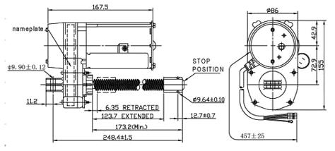 86YD1019 ac linear actuator / dimension